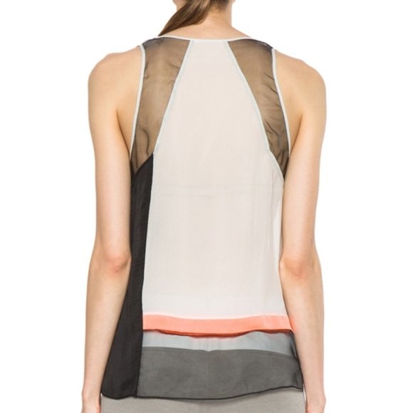 Helmut Lang Pearl Grey Color-Blocked Chroma Top S - Picture 3 of 13